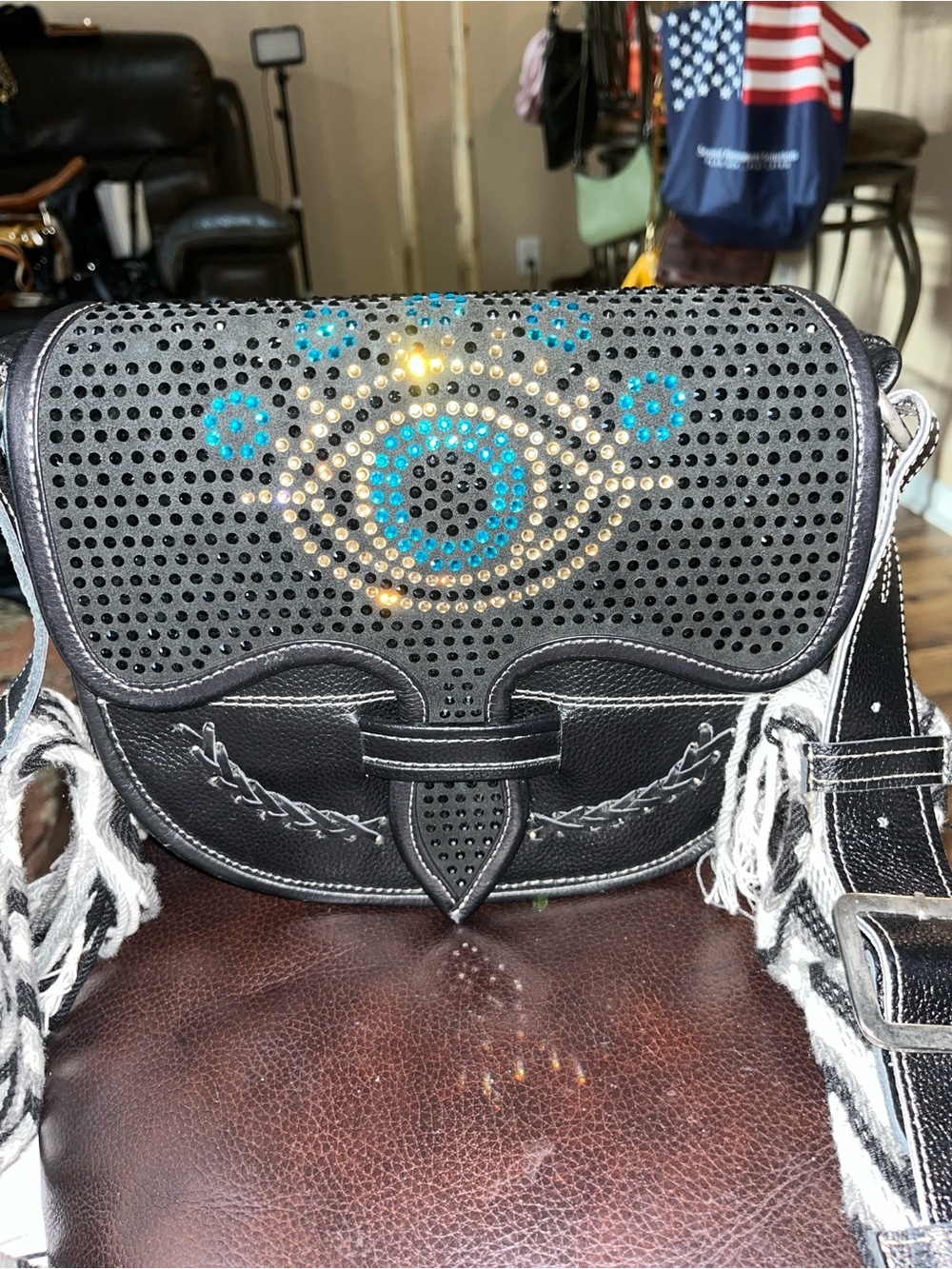 Like new American Bling Montana West Saddlebag with Evil Eye Medallion Crossbody